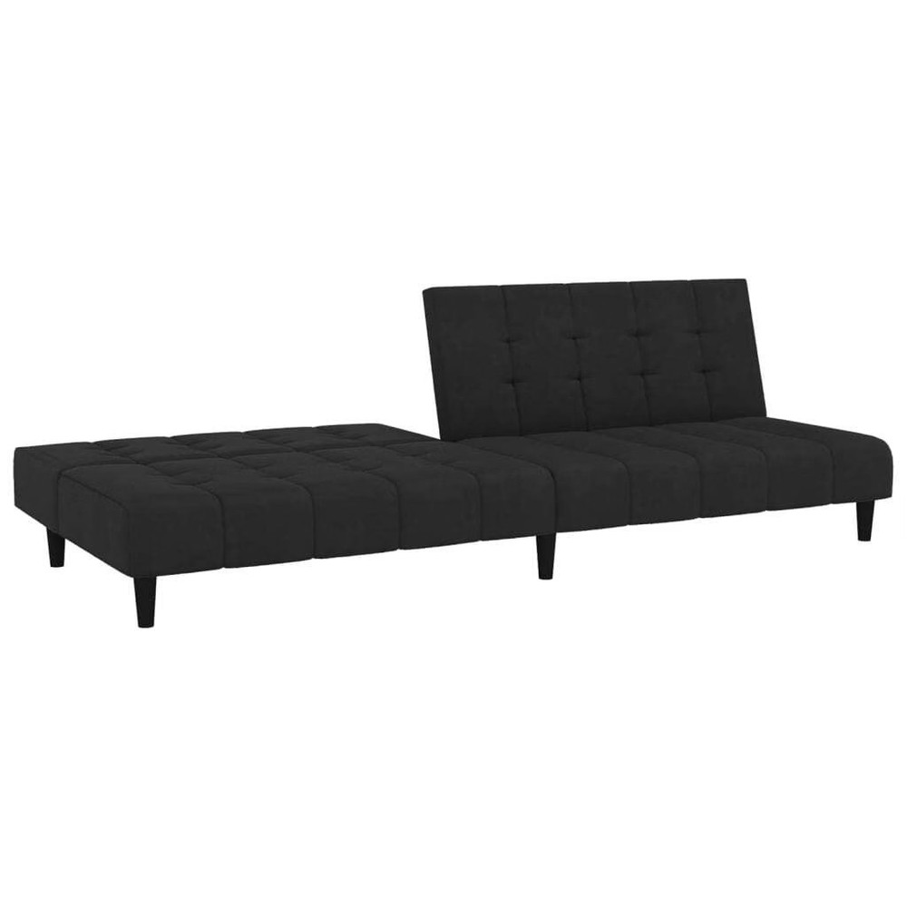 Sofa Bed Black Velvet 2-Seater Convertible Changes form easily
