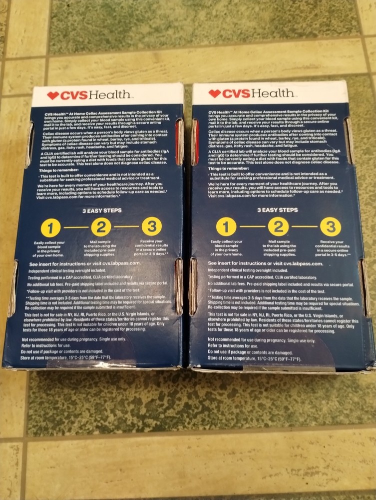 2 Boxes CVS Celiac Assessment Sample Collection Test Kit 05/2027