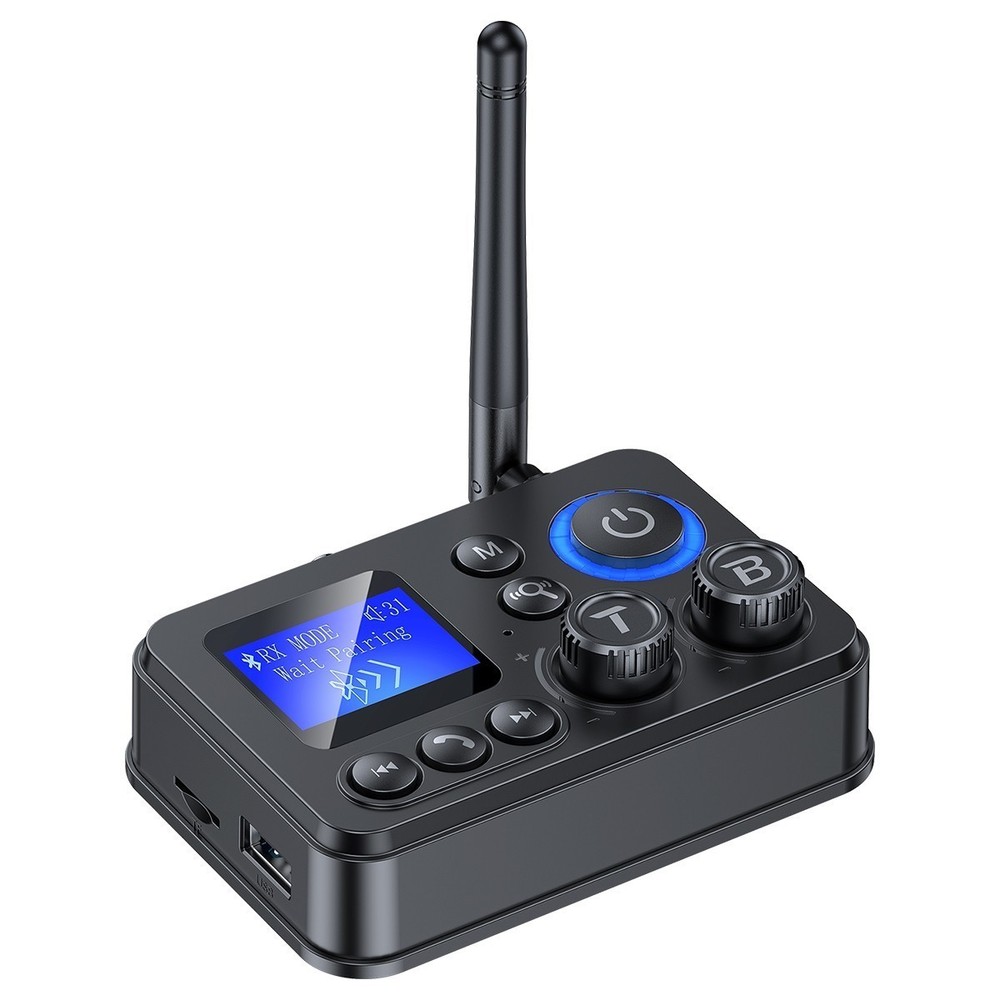 Bluetooth 5.4 Transmitter Receiver with 1.44" LCD Screen for TV/Home Stereo