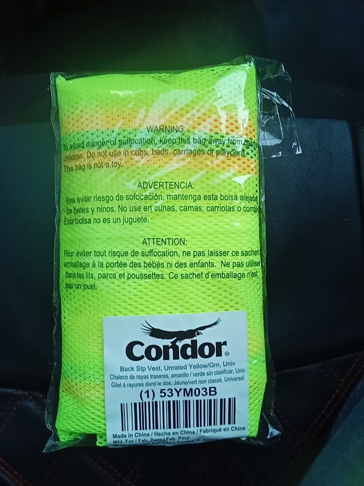 CONDOR High-Visibility Vests 53YM03B Mesh w/Hook&Loop Universal