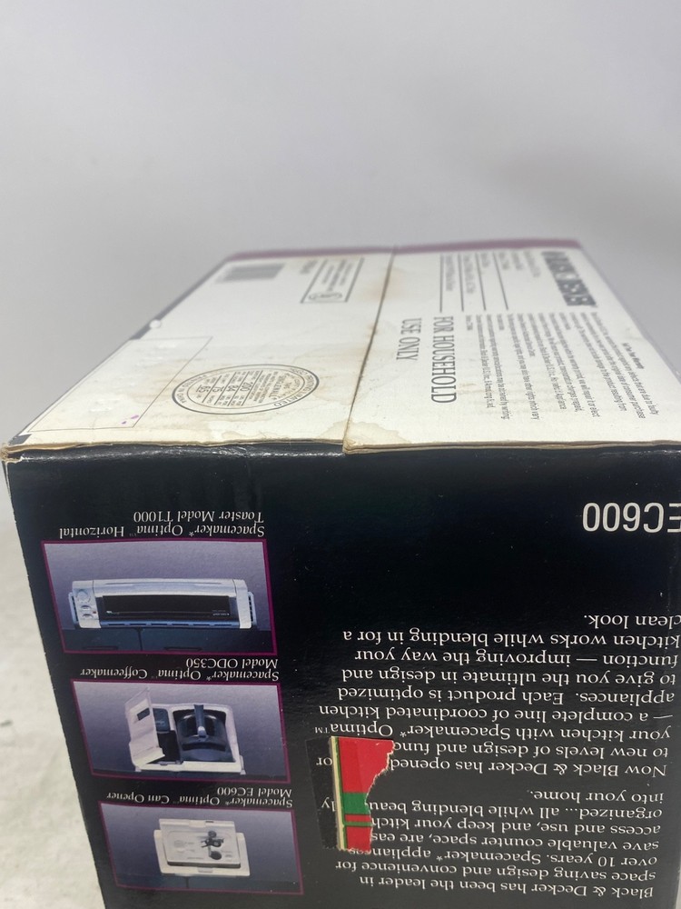 Black & Decker Spacemaker Optima Hideaway Can Opener EC600 New Sealed