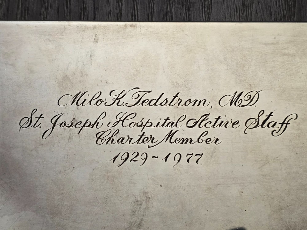 Vintage Wallace 262 Silverplate Cigarette Box Wood Lined Presentation Gift Box