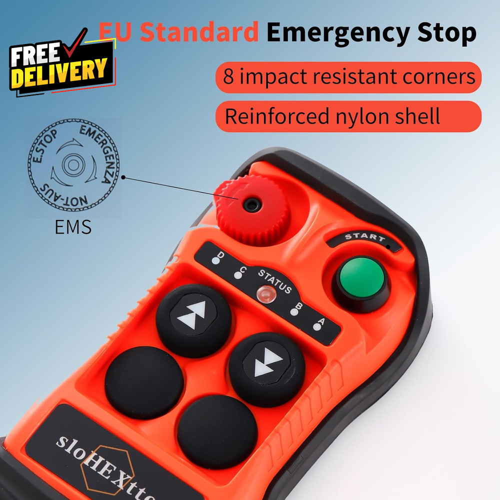 2 Button Wireless Crane Remote Control Kit 12V 24V Transmitter Receiver…