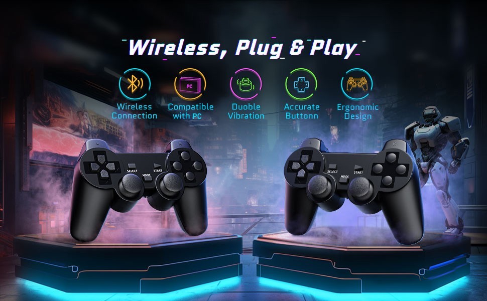 Wireless Dual vibration Controller Gamepad USB ort With Bracket For PC