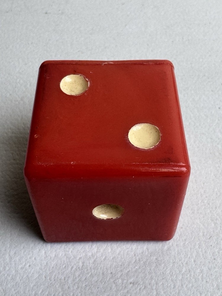 Vintage Large Size Orange Cherry Translucent Possibly Bakelite Single Die