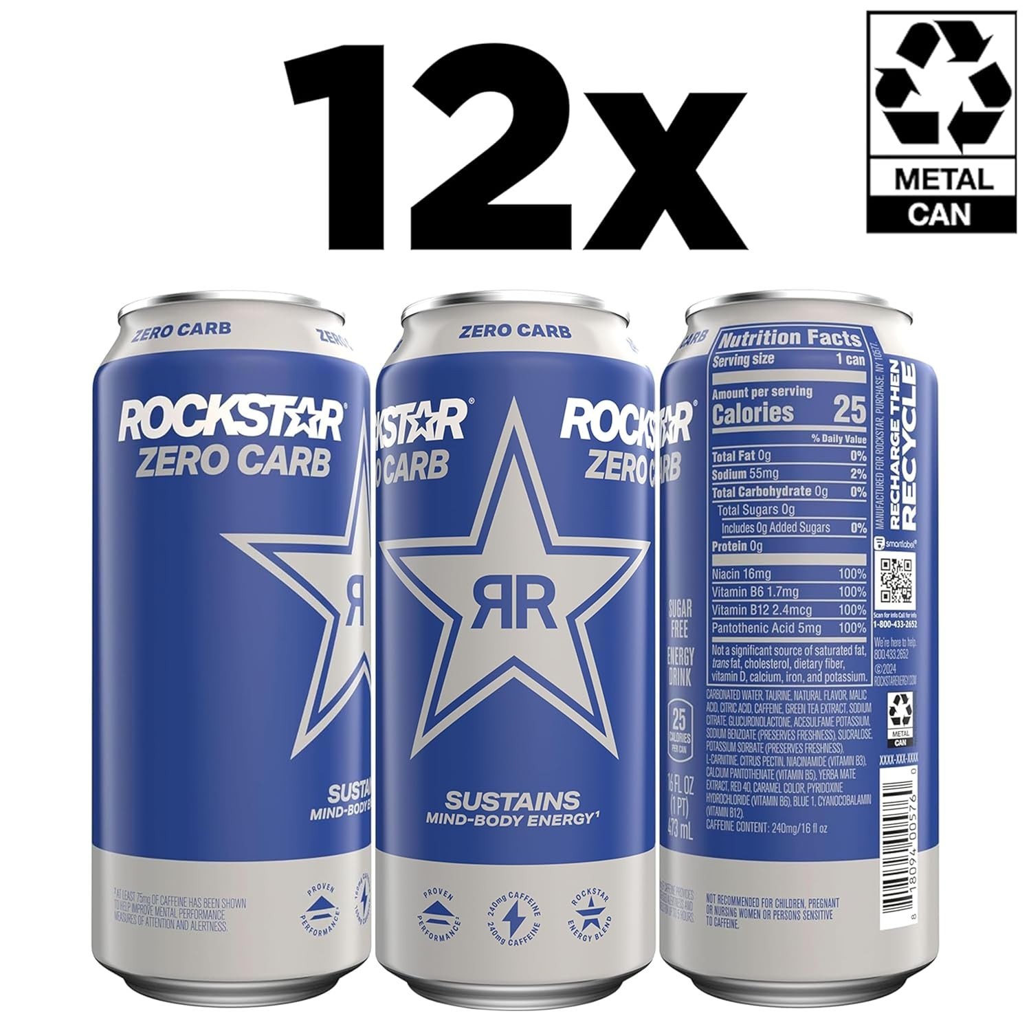 Rockstar Zero Carb 16oz 12pk
