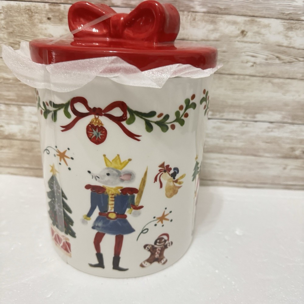 Dwellessentials Nutcracker Christmas canister holiday 10in cookie jar