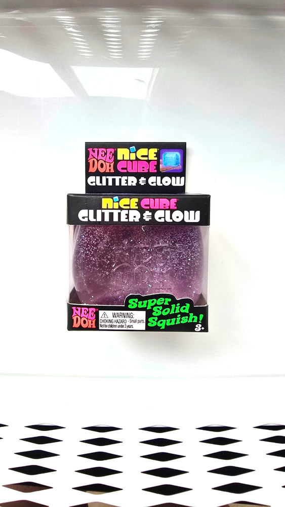 PURPLE NEEDOH NICE CUBE GLITTER & GLOW! NEW! SUPER SOLID SQUISH!