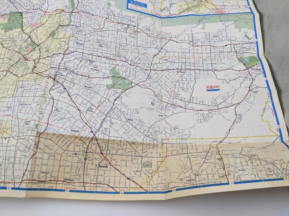 1973 Exxon Los Angeles Area Map Booklet Pullout with Special Freeway Coverage