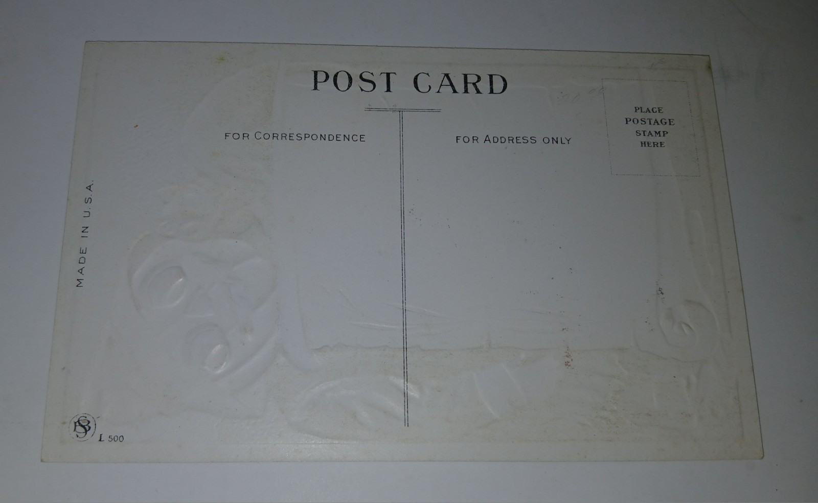 1910 Vintage Original Embossed Halloween Postcard Pumpkin Man & Cat w/Moon