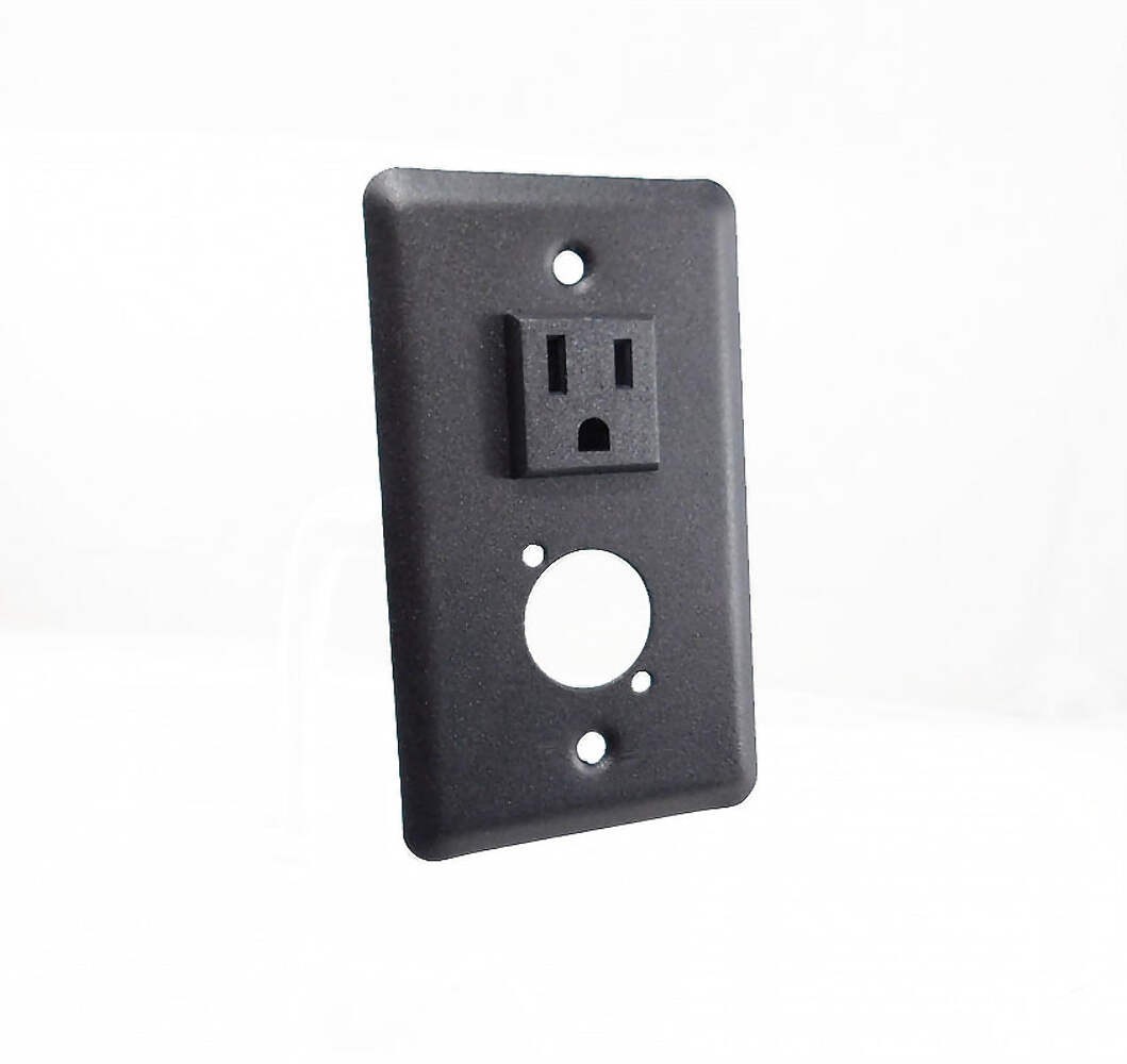Procraft Steel Wall Plate W/1 AC and Punched for 1 "D" Series Connector - Black