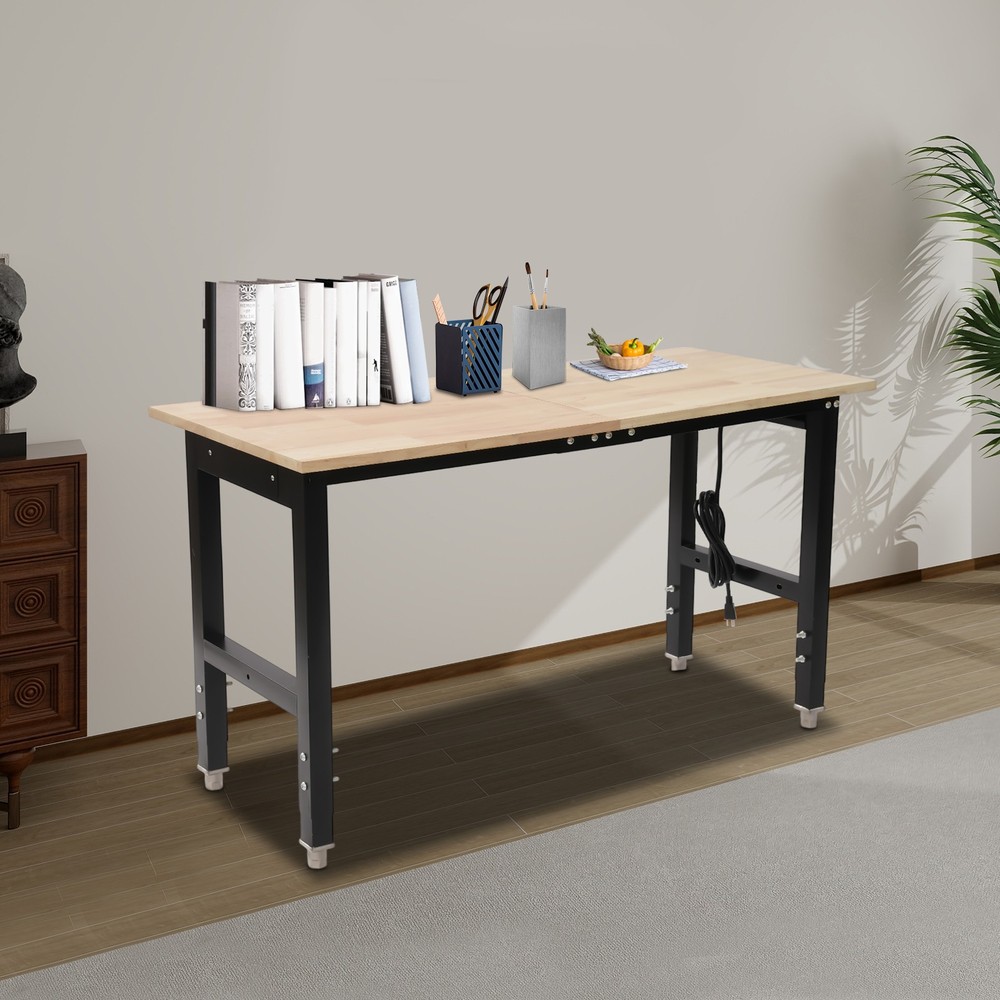 48 x 20 in Heavy Duty Work Table Adjustable Workbench with Power Outlets 2000lbs