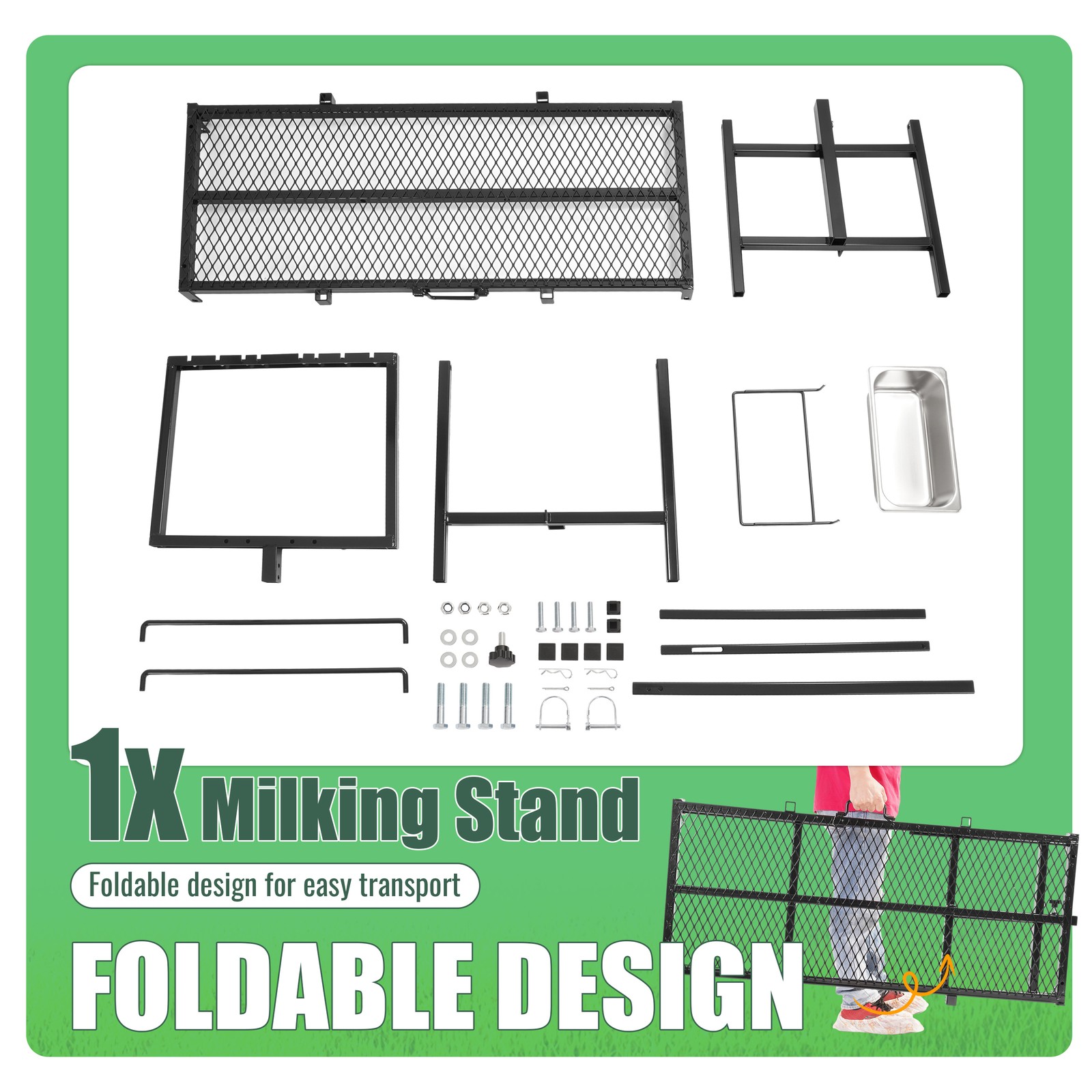 New Black Livestock Feeder Horned Milking Stand Adjustable For Goats & Sheep