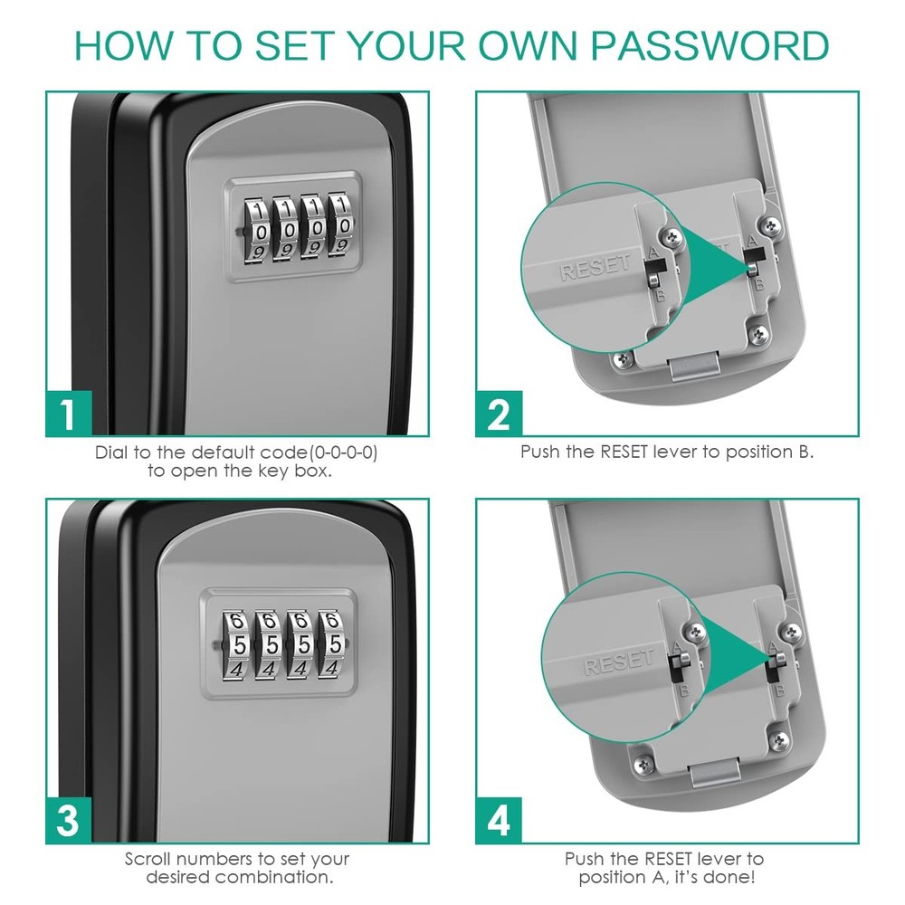 Key Lock Box, Resettable Key Storage Lock Box with Removable Buckle, Key Safe...