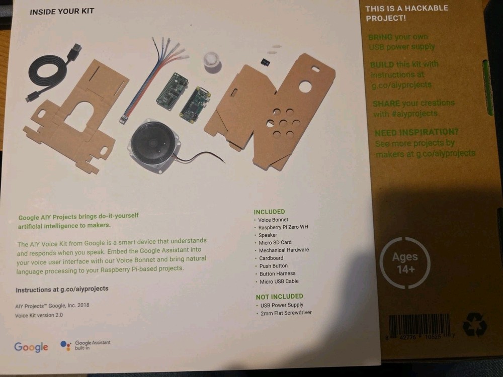 Google AIY Voice Kit 2.0 With Raspberry Pi Zero WH - New