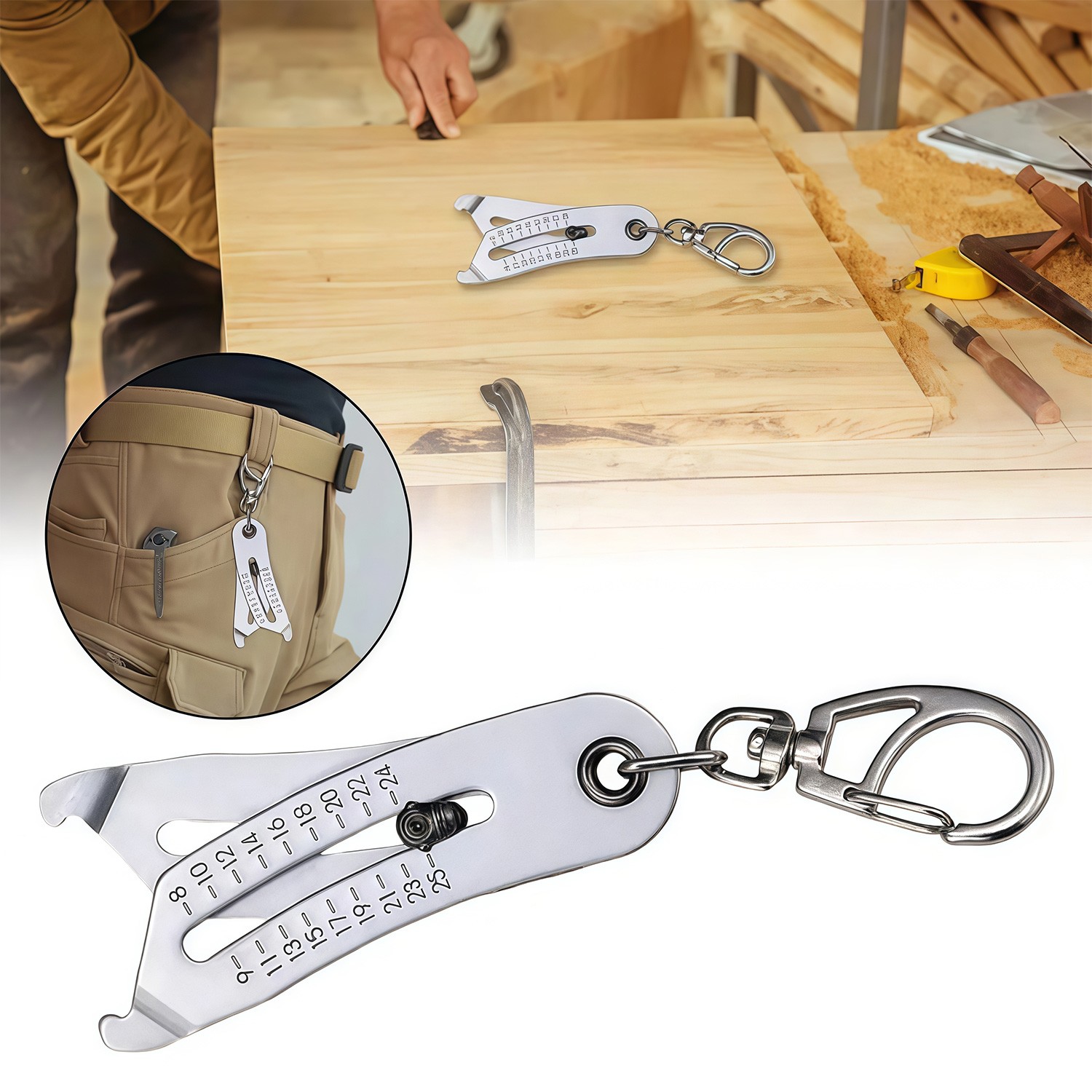 Bolt and Nut Identifier Gauge Size Gauge Precise Bolt Size Finder Keychain Tool
