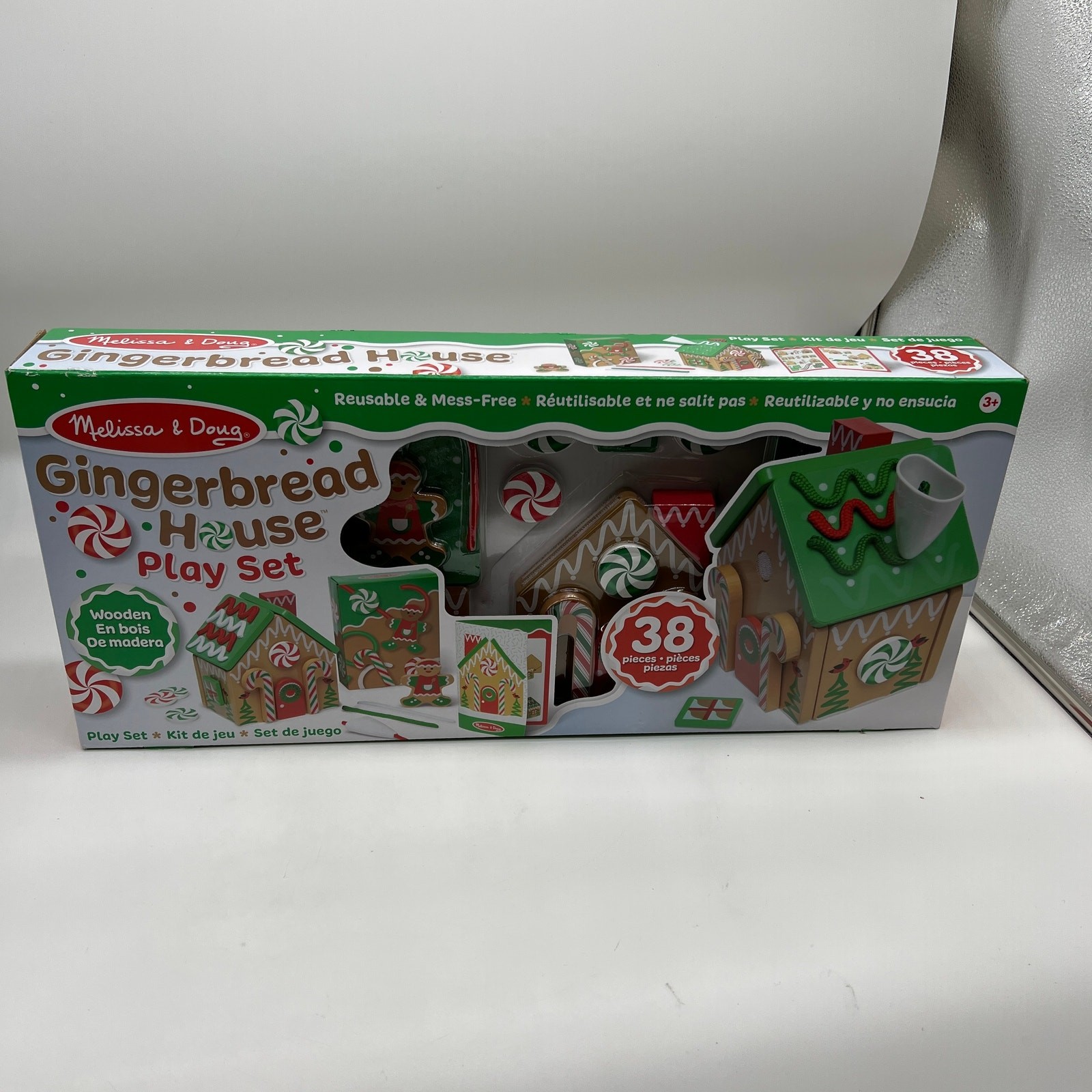 Melissa & Doug Wooden Gingerbread House Reusable, Mess-Free Play Set Activity