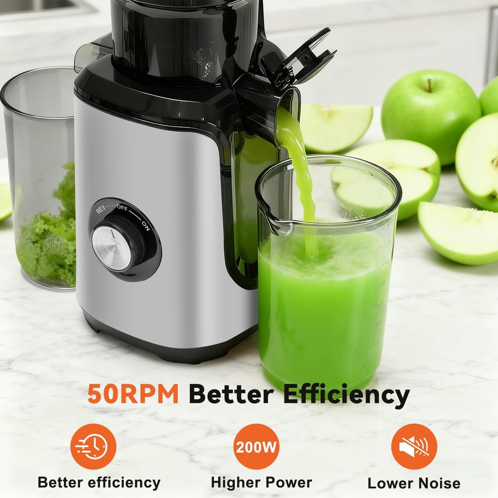Cold Press Juicer Machines Masticating Reverse Function Easy Clean NEWBULIG