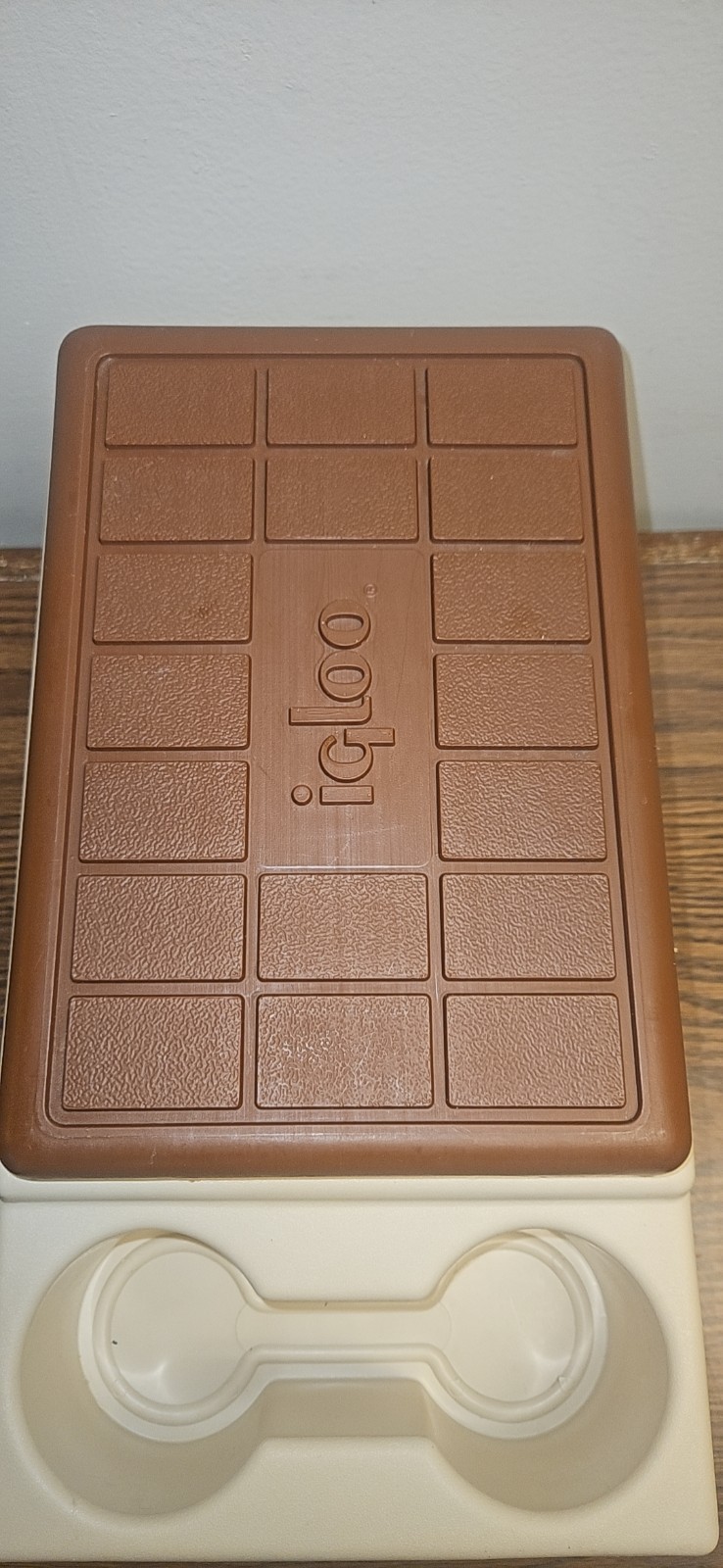 Vtg Little Kool Rest IGLOO Car ConsoleBrown Tan Can, Ice Chest, Great Condition