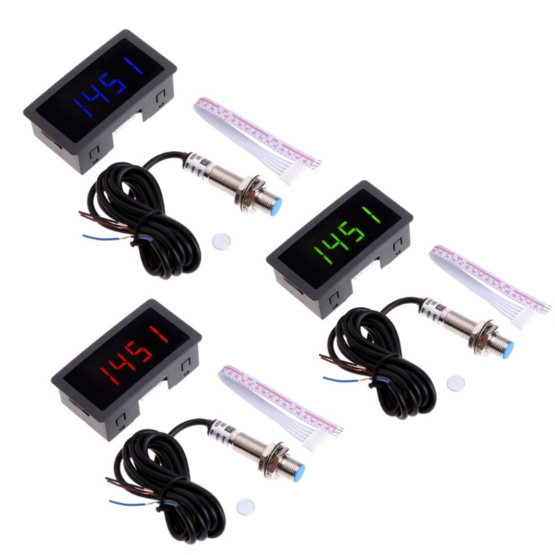 4 Digital Tachometer and Hall Proximity Switch Sensor 12V 9999RPM Durable