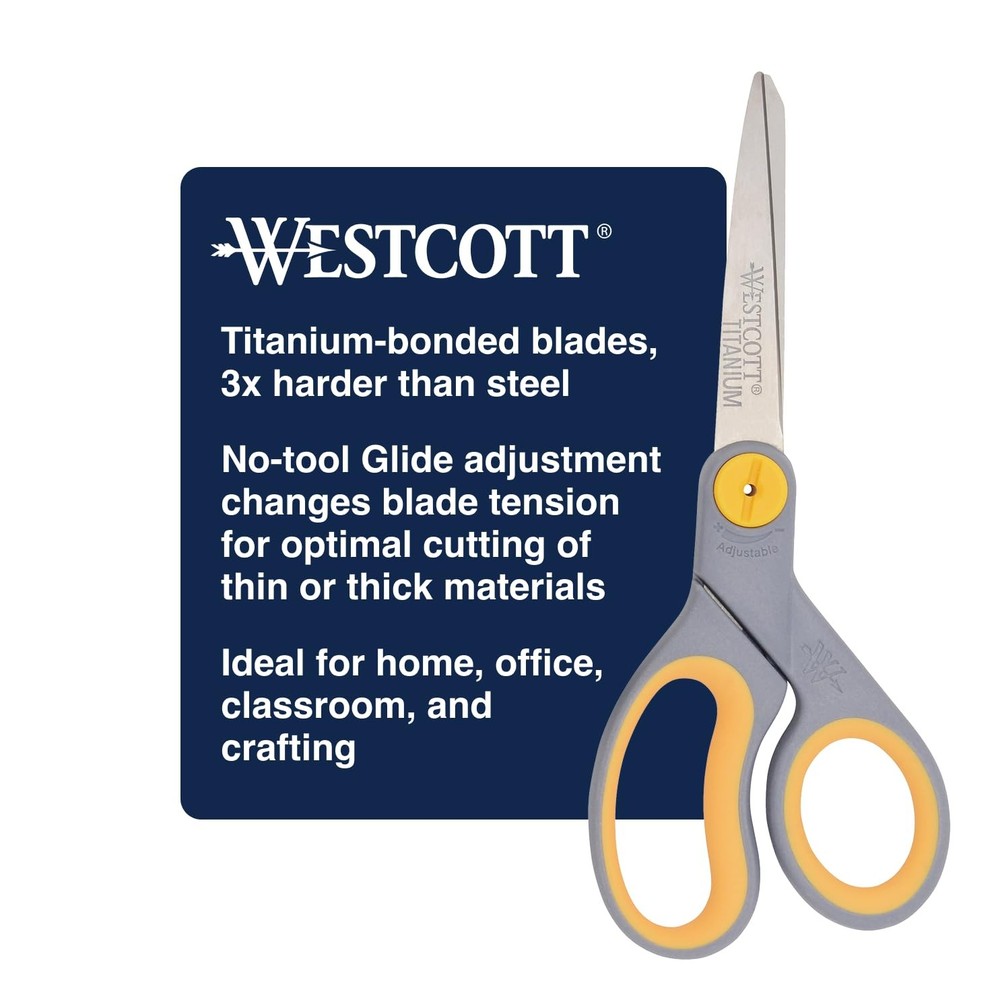 8-Inch Titanium-Bonded Scissors with Adjustable Glide for Home & Office