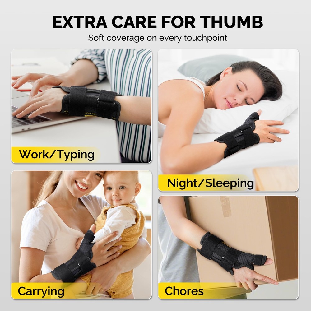FEATOL Thumb Brace Left Hand - Ergonomic Support for Trigger Thumb, De Querva...