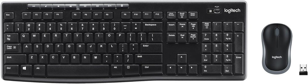 Logitech MK270 Wireless Keyboard & Mouse Combo, 2.4 GHz - Black