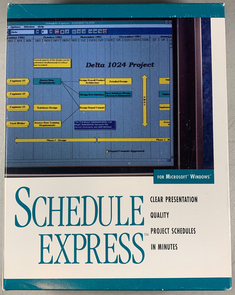 1992 Foundation Microsystems SCHEDULE EXPRESS Windows Project Managing Software