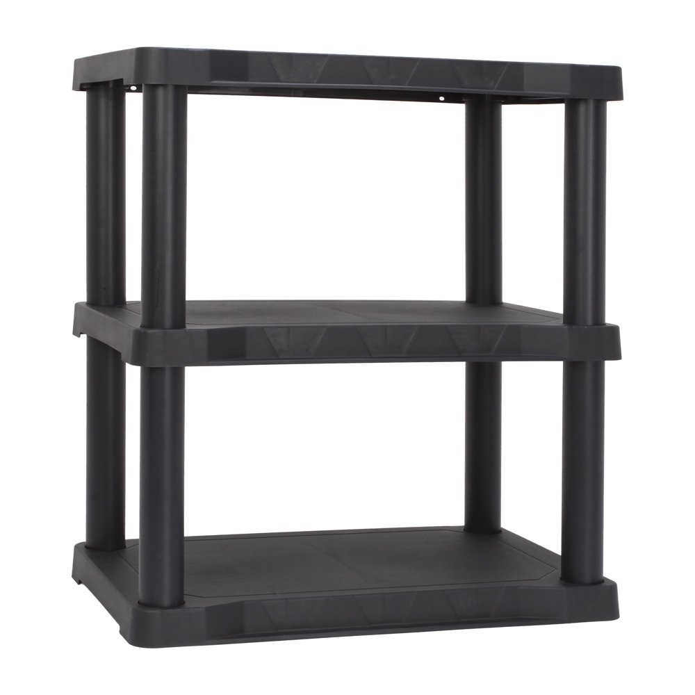Sturdy 3 Shelf Plastic Basement Garage Shelves All Storage Needs Long-Lasting