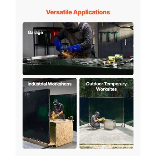 Welding Screen with Frame, 3-Panel 6 x 8 FT Welding Curtain Screen, Flame-Resist