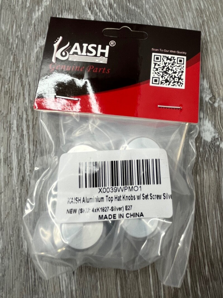 4-Pack KAISH K1827-Silver Aluminum Top Hat Knobs w/ Set Screw, Silver