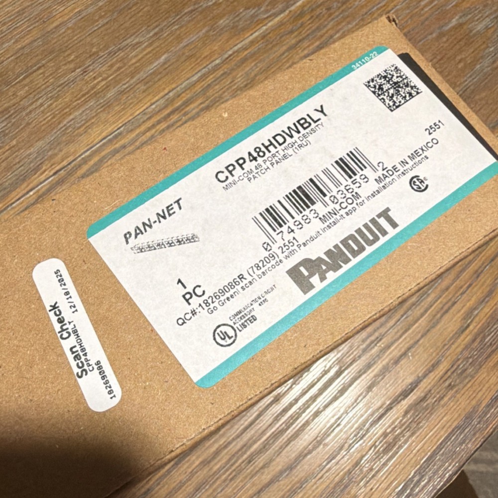Panduit CPP48HDWBLY Mini-Com 48-Port RJ-45 High Density Patch Panel 1U 19in