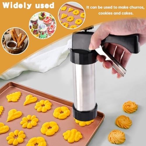 Churro Maker Machine with 16 Discs & 8 Nozzles - Multi-Function Cookie Press Kit