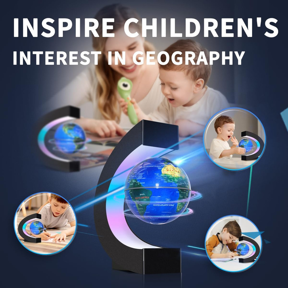 Magnetic Levitating Floating Globe with LED Lights, Cool Gadgets C Frame Globe L