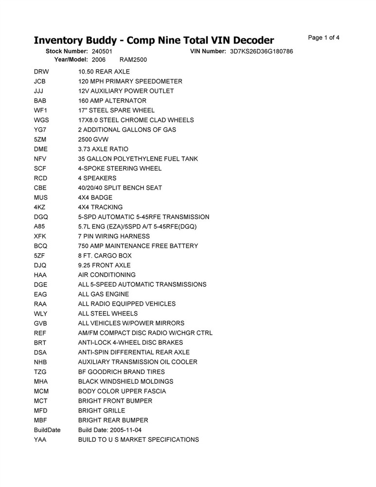 RAM2500 2006 Keys/Latches/Locks 3841070