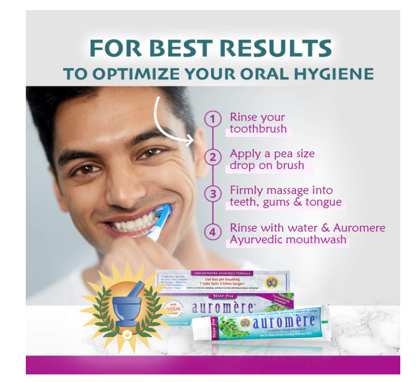 Auromere Ayurvedic Products Toothpaste-Mint-Free 4.16 oz Paste