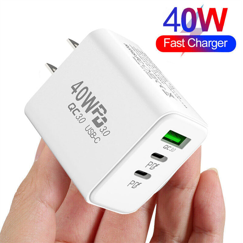 For iPhone 15 Pro Max iPad Fast Charger 40W Double PD USB C Adapter Type C Cable