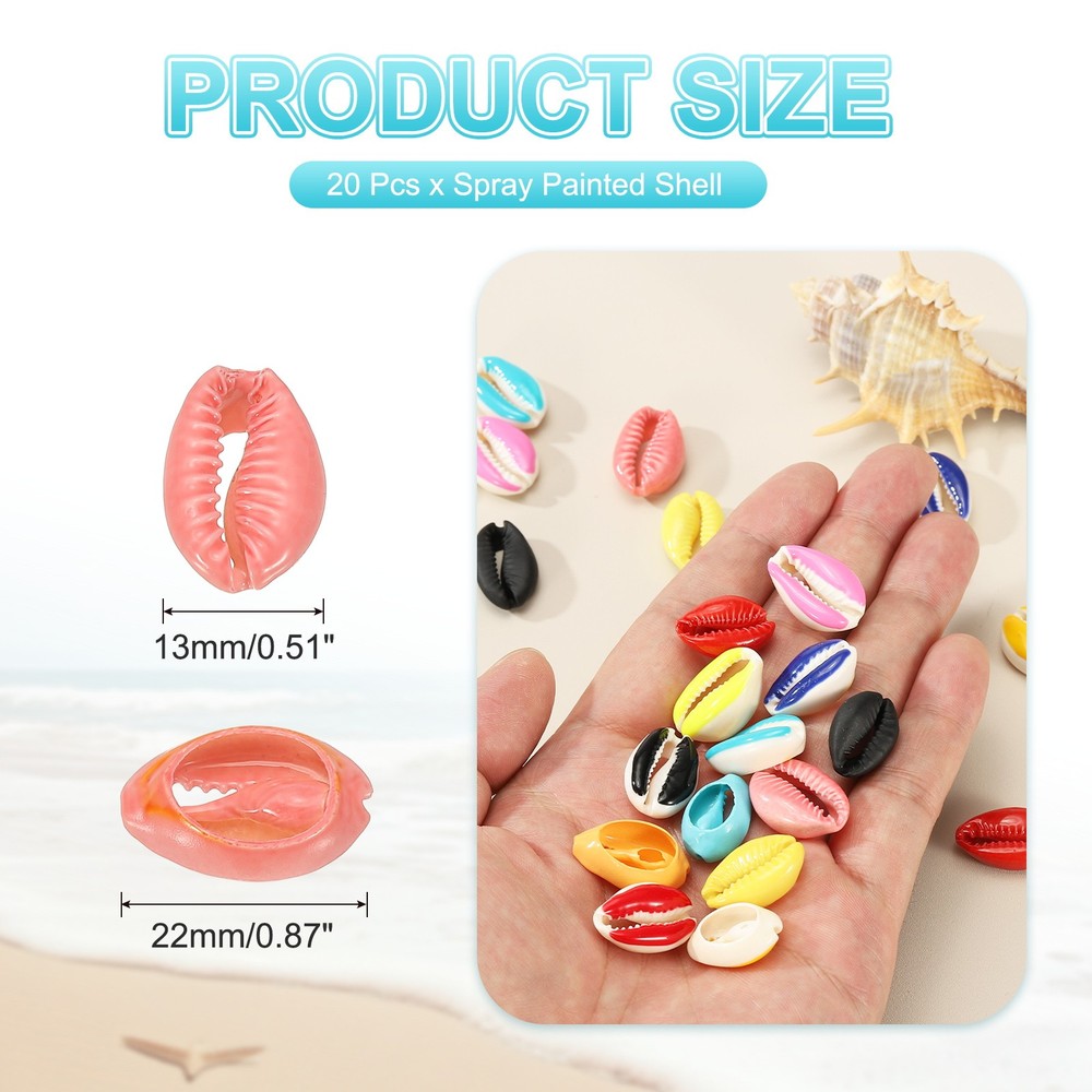 20 Pcs Pink Oval Seashells Beads Natural Cowrie Beach Shells