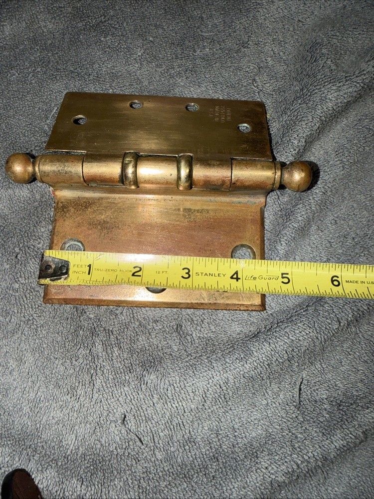 2 VTG.SOLID BRASS Stanley BB Cannonball Ball Tip Offset 4 1/2" Hinges