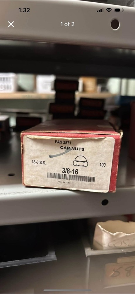 FAS New Box Of 100 Cap Nuts 3/8-16  18ss