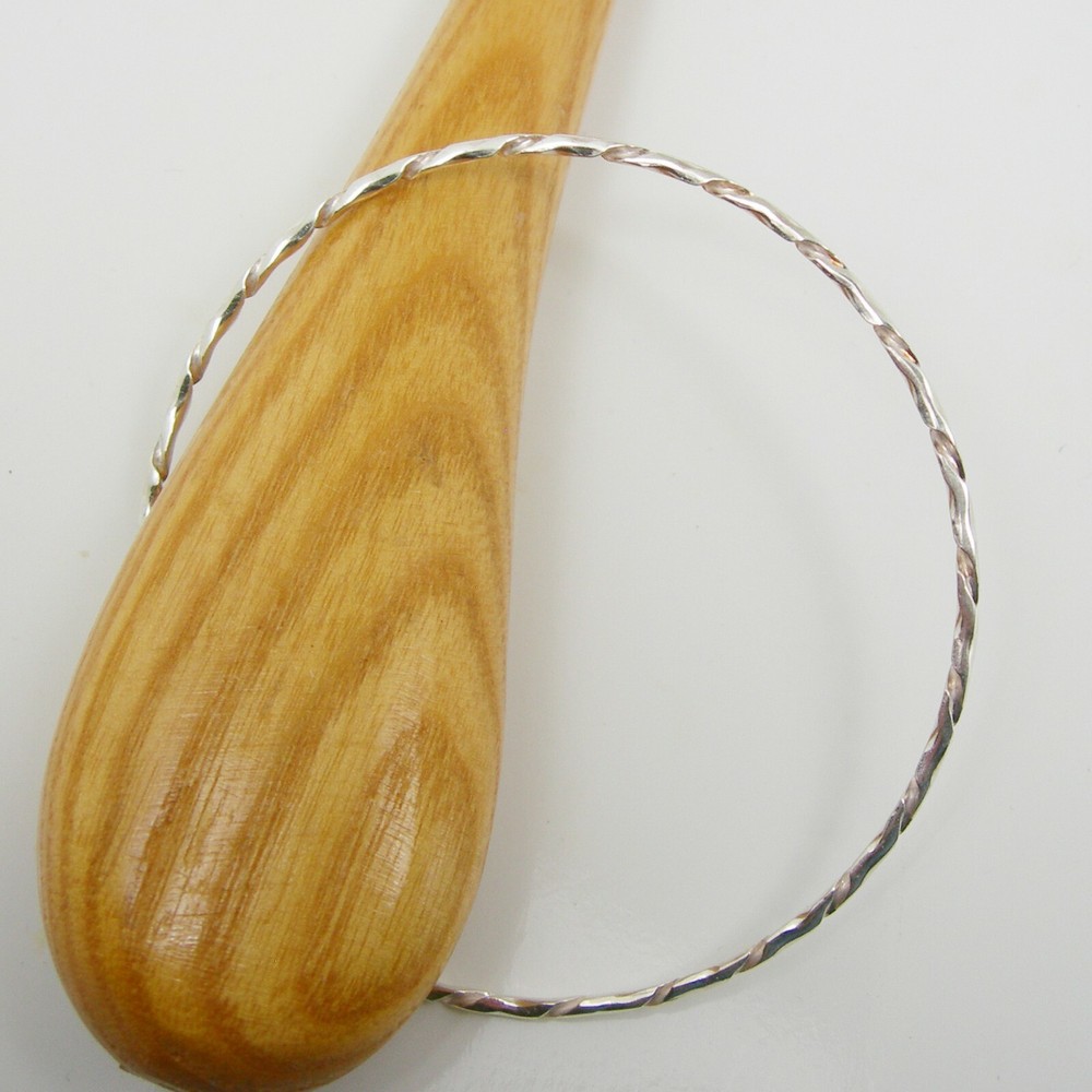 Twisted Single Wire Solid Bangle Genuine 925 Sterling Silver - B400