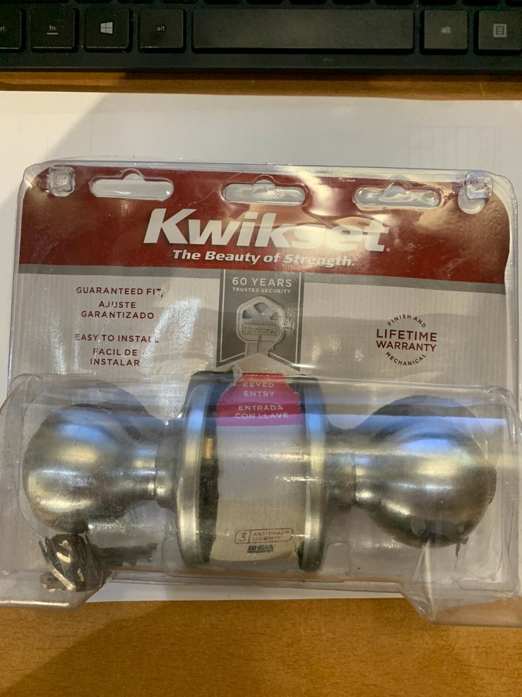 Silver Kwikset Standard Replacement Door Knob Keyed Entry