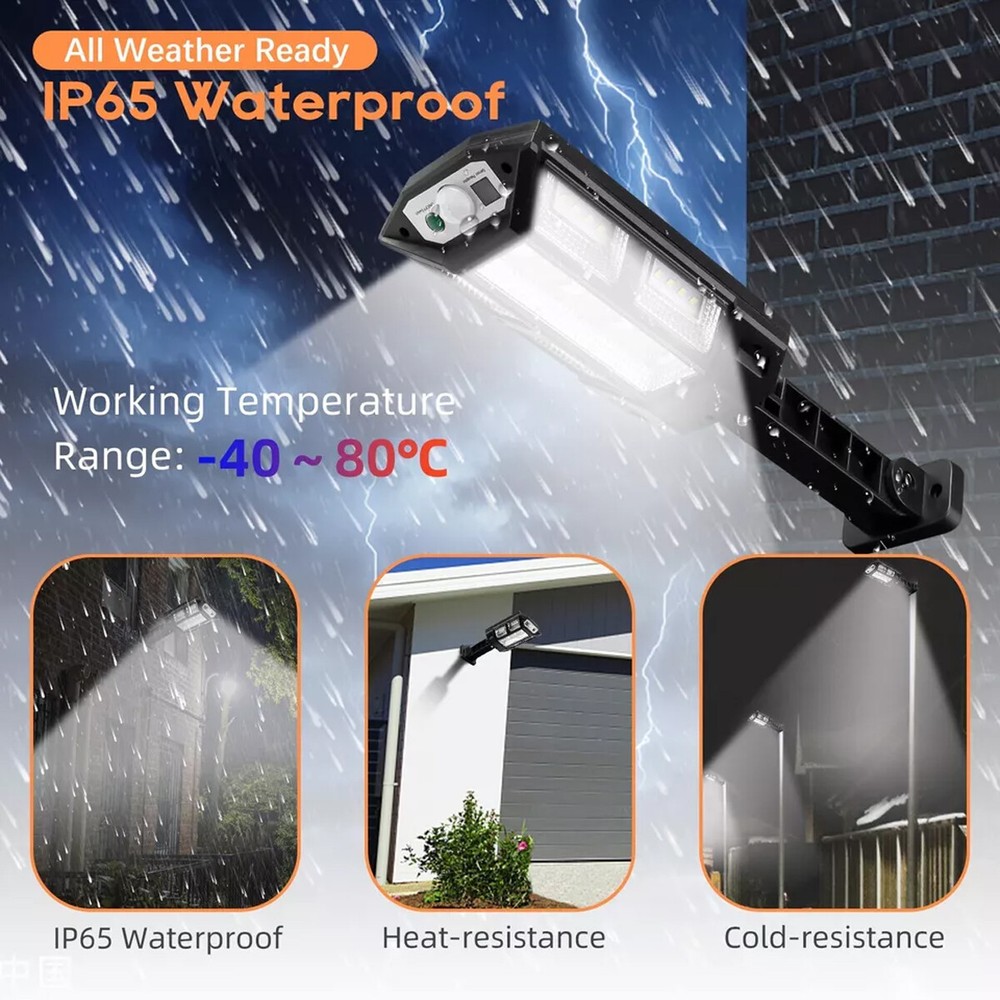LED Solar Powered Night Safety Street Light With Motion Sensor & Remote Control