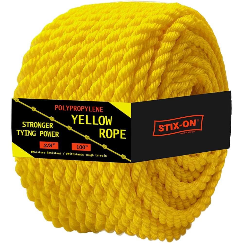 100 ft Twisted Polypropylene Rope 3/8" Yellow Poly Pro Cord