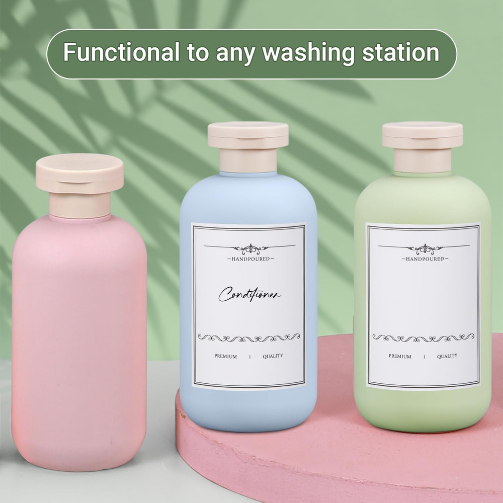 3 PACK Travel Shampoo Bottle, Empty Plastic Squeeze Bottles 6.8oz with Flip Cap,