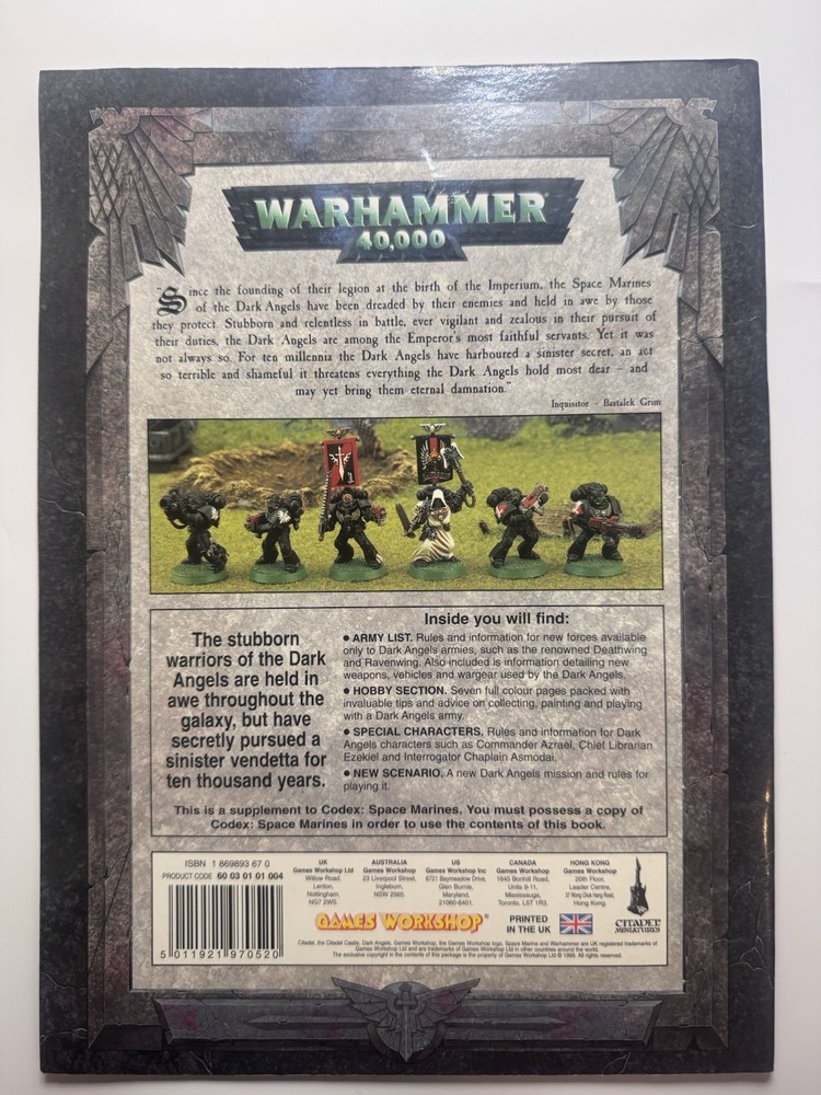 Warhammer 40K Codex Dark Angels Tabletop Miniatures Supplement Book Games Work