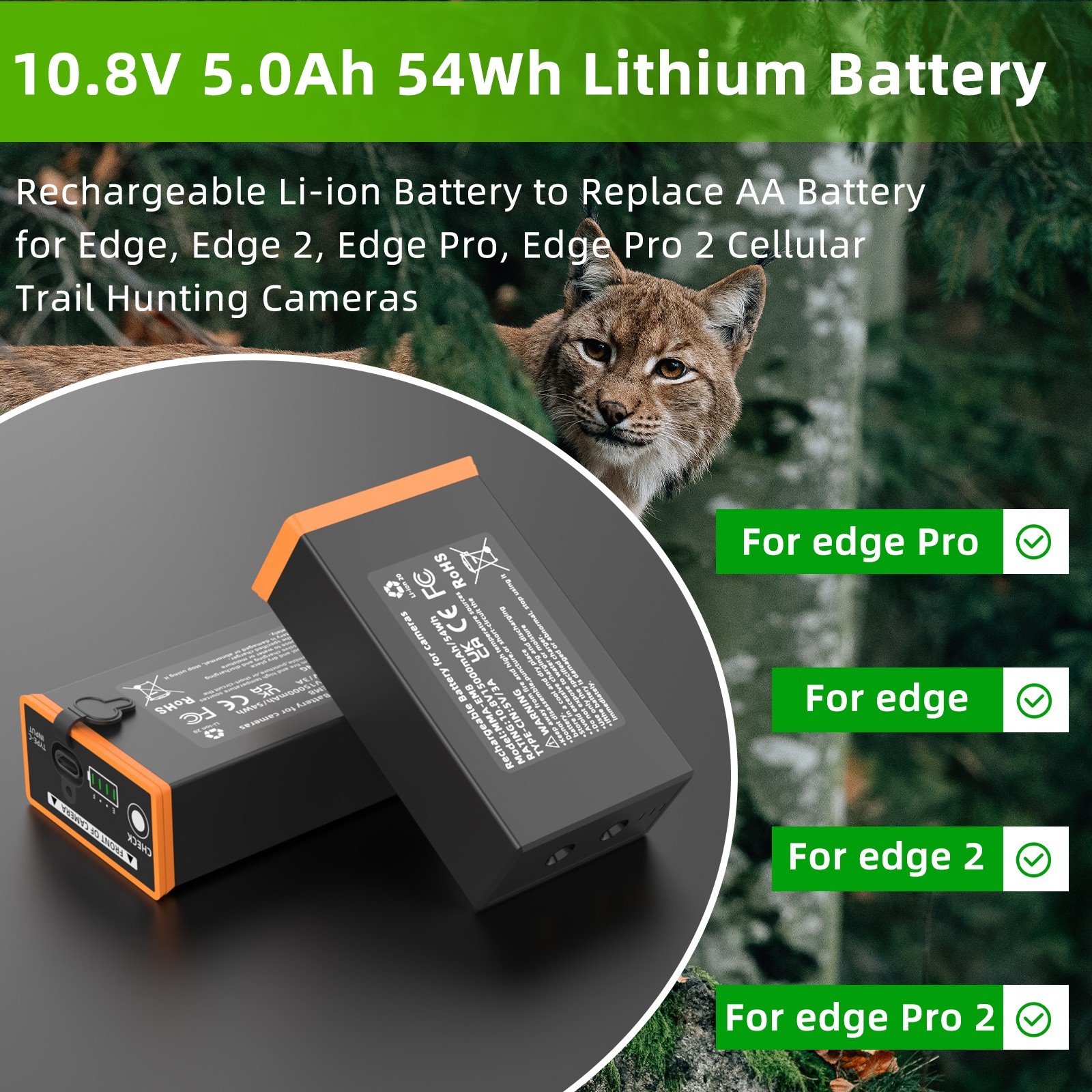 4 Packs Moultrie Power Mag MMA-EM8 5000Ah Battery For Edge Cellular Trai Camera