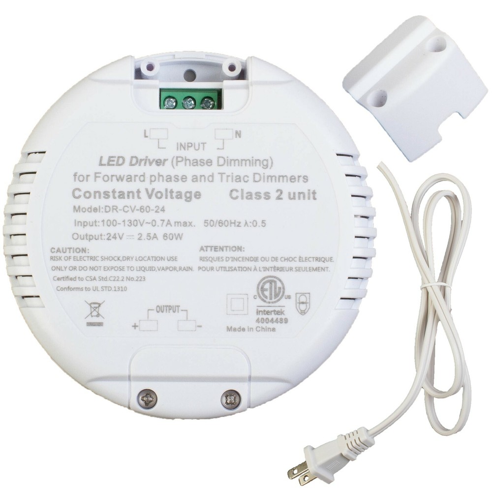 24v 60w Dimmable Power Driver Round shape Triac Class 2 fit Junction box