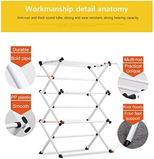 Energy-Saving Collapsible Clothes Drying Rack with Rust-Resistant Chrome Finish