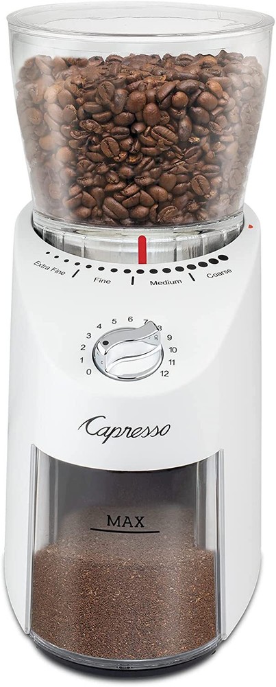 Capresso Infinity Plus Conical Burr Coffee Grinder - White